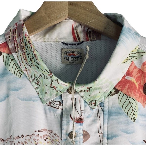 Faherty All Day Air UPF Button-Up Shirt Mens Size 2XL Tropical Breeze NWT $158 - Picture 3 of 15